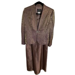 PETITE ALEX EVENINGS‎ 2 Piece Set Dress Blazer Jacket Size 8P Wedding MOTB Party